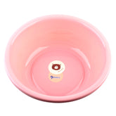 Multipurpose Plastic Basin (Ø34×12cm) in soft pink color with cute bear graphic, ideal for washing and cleaning.